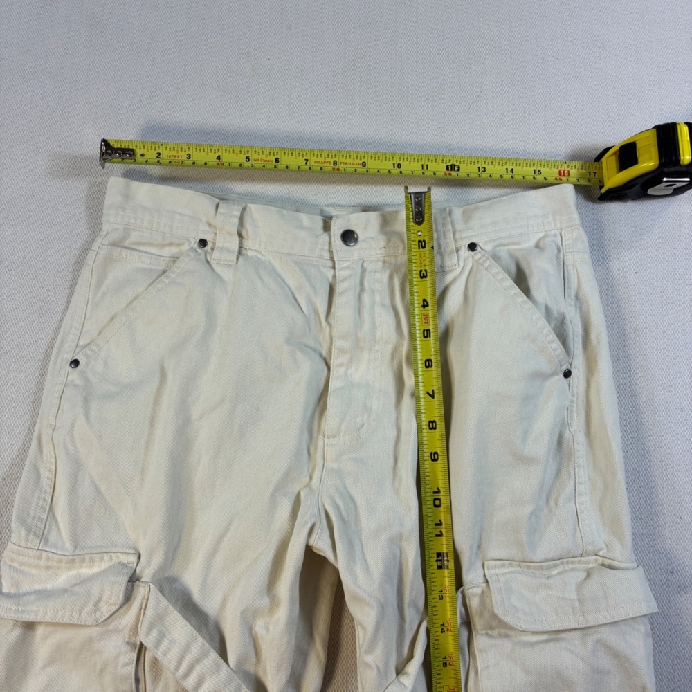 Standard Cloth Urban Outfitters Mens Cargo Pants Cream Strap Zipper Size Medium - Picture 9 of 10